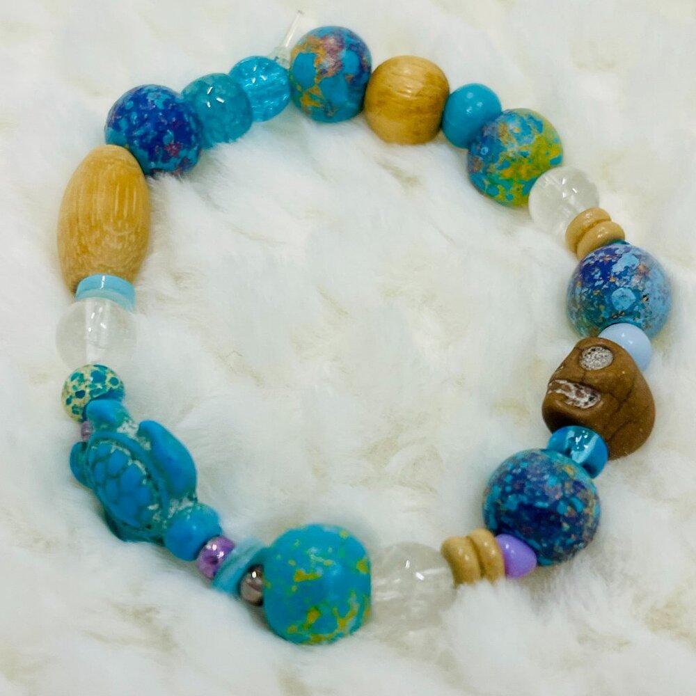 Blue Island Beaded Bracelet